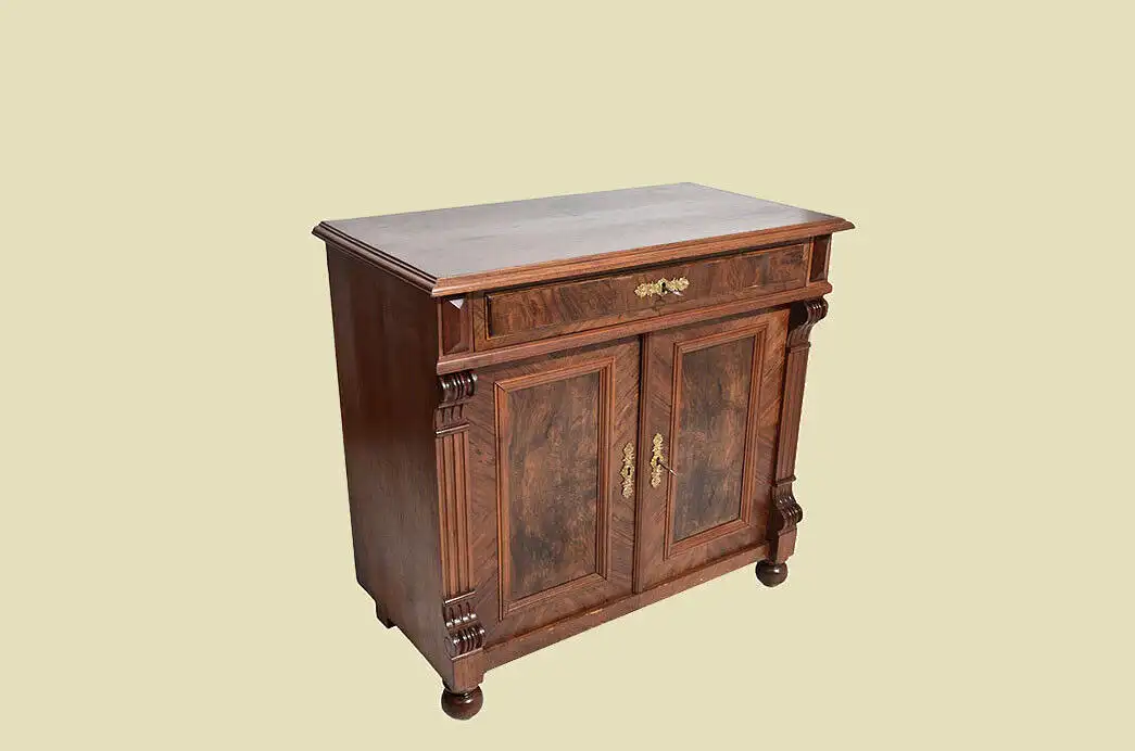 Kommode ANTIK Gründerzeit Nußbaum Halbschrank Schrank von 1880 3