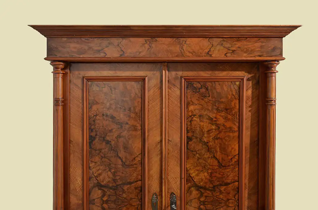 1880er Kleiderschrank ANTIK Gründerzeit Nußbaum Säulen Schrank von 1880 16