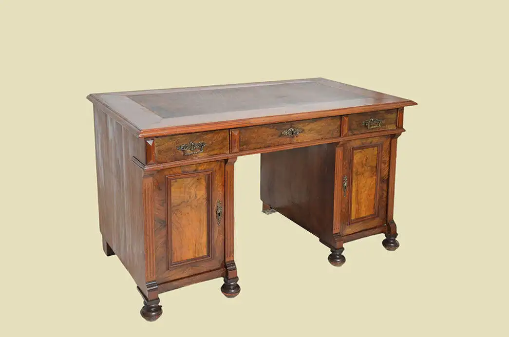 1880er Schreibtisch ANTIK Gründerzeit Nußbaum Sekretär Tisch von 1880 3