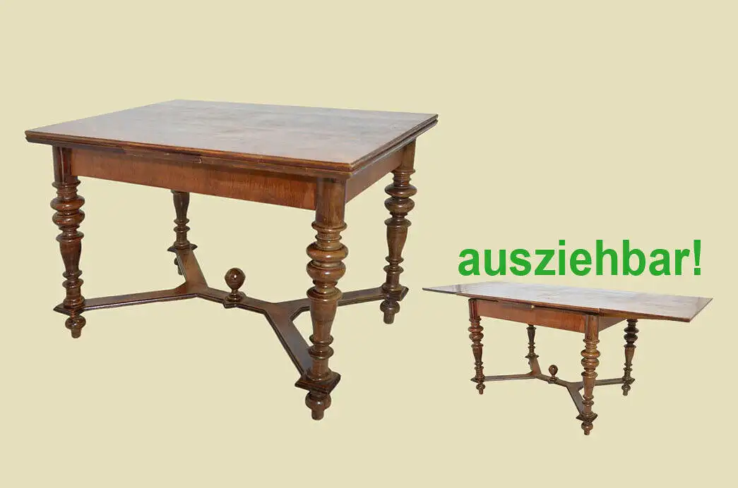 1880er Tisch ANTIK Gründerzeit Kulissen ausziehbarer Esstisch von 1880 0
