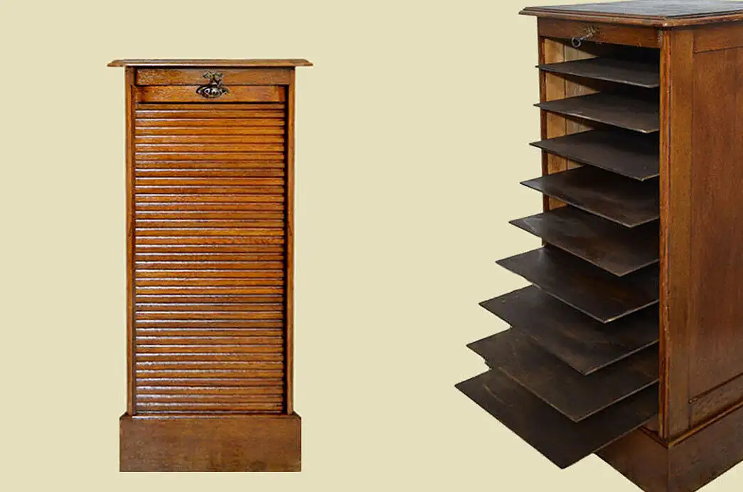 1920er Rolladenschrank ANTIK Jugendstil Art Deco Eiche Notenschrank von 1920 0