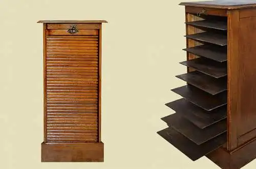 1920er Rolladenschrank ANTIK Jugendstil Art Deco Eiche Notenschrank von 1920