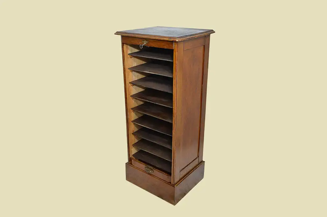 1920er Rolladenschrank ANTIK Jugendstil Art Deco Eiche Notenschrank von 1920 6