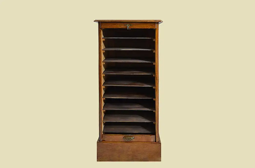 1920er Rolladenschrank ANTIK Jugendstil Art Deco Eiche Notenschrank von 1920 7