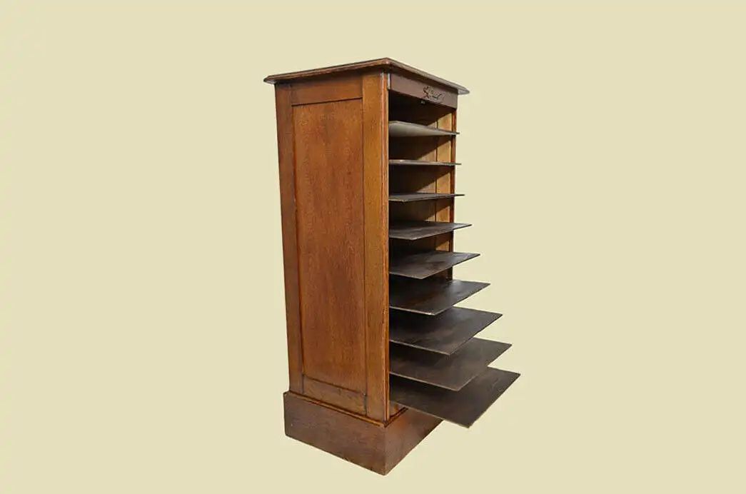 1920er Rolladenschrank ANTIK Jugendstil Art Deco Eiche Notenschrank von 1920 9