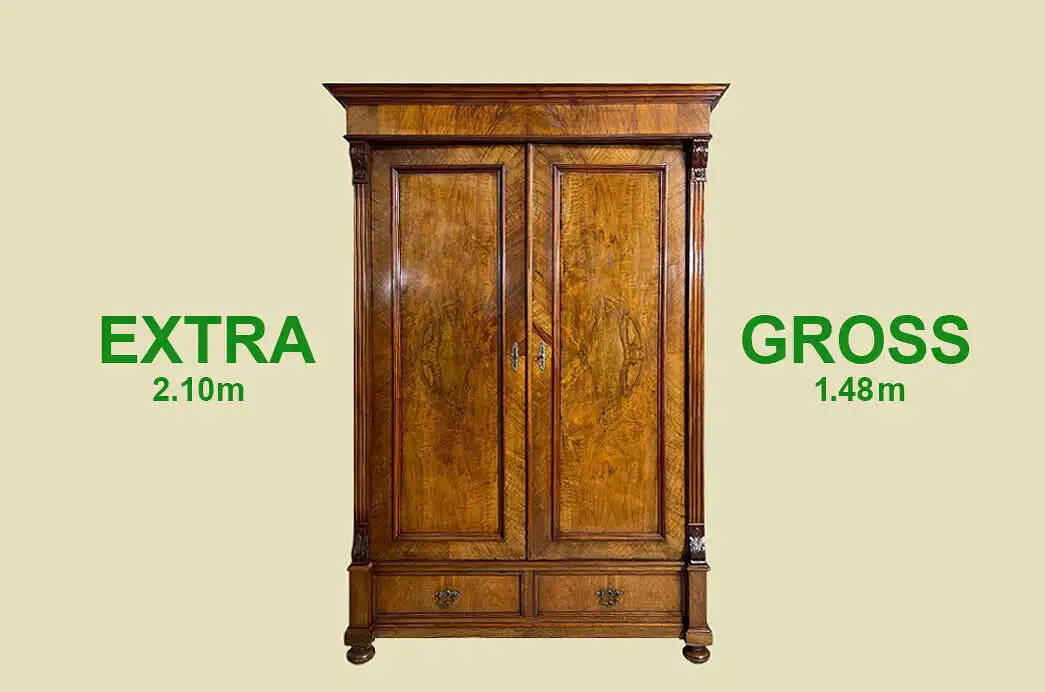 EXTRA GROSS Kleiderschrank ANTIK Nußbaum Gründerzeit Steck Schrank von 1880 0
