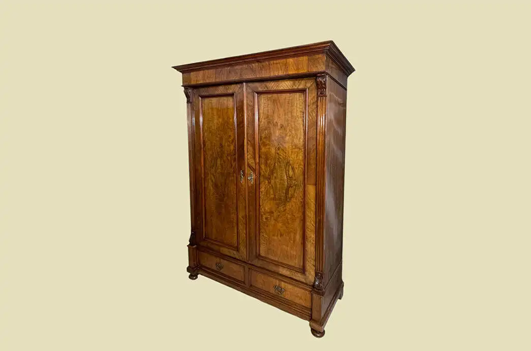 EXTRA GROSS Kleiderschrank ANTIK Nußbaum Gründerzeit Steck Schrank von 1880 1