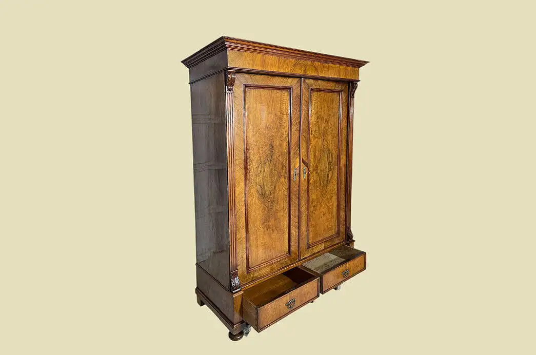 EXTRA GROSS Kleiderschrank ANTIK Nußbaum Gründerzeit Steck Schrank von 1880 2