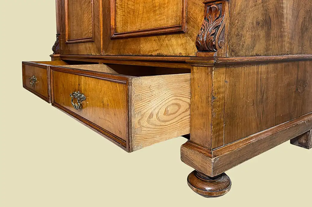 EXTRA GROSS Kleiderschrank ANTIK Nußbaum Gründerzeit Steck Schrank von 1880 4