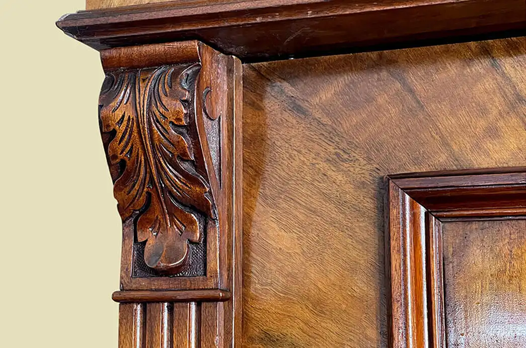 EXTRA GROSS Kleiderschrank ANTIK Nußbaum Gründerzeit Steck Schrank von 1880 8