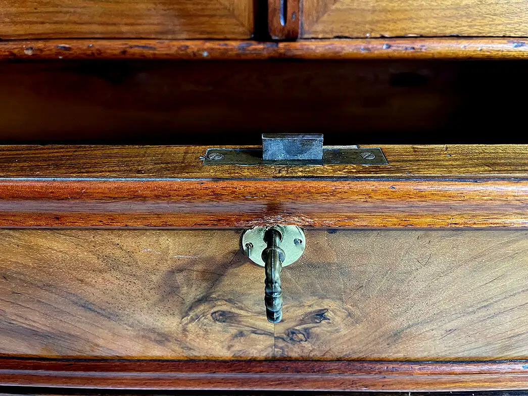 Edler Schrank ANTIK Gründerzeit Nußbaum Säulen Vitrine Bücherschrank von 1880 6