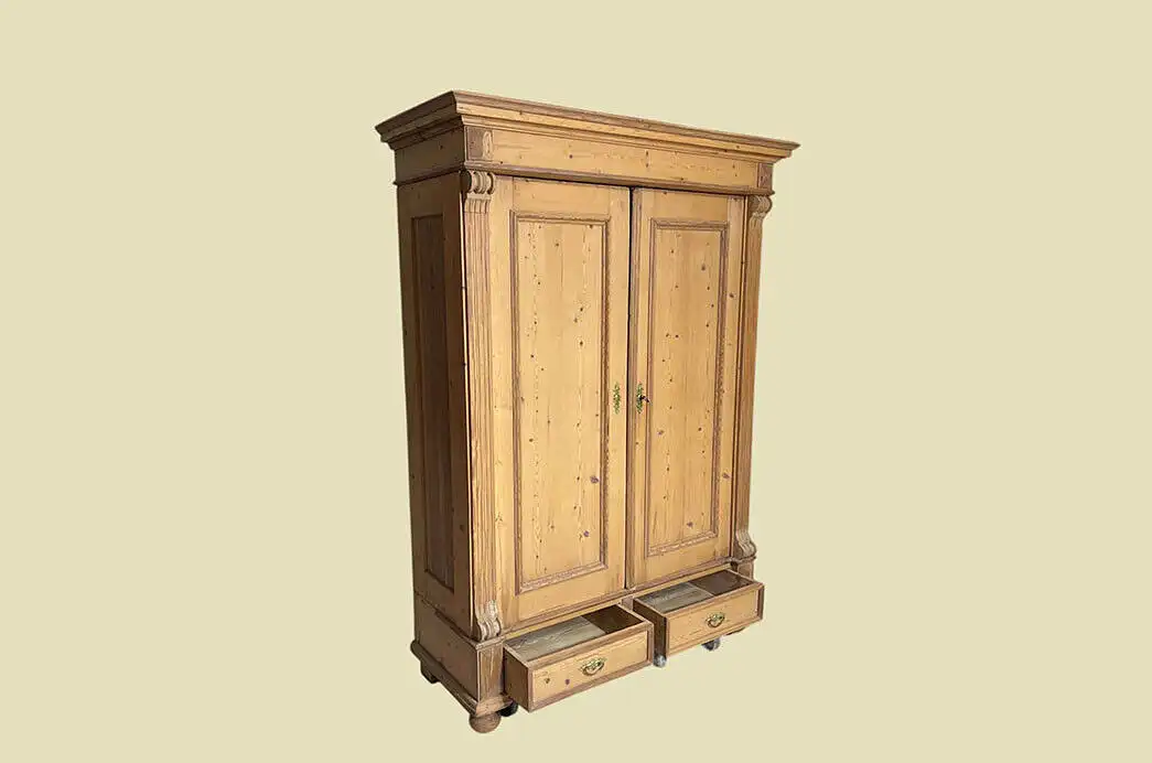 1880er Kleiderschrank ANTIK Gründerzeit STECKSCHRANK Weichholz Schrank von 1880 2