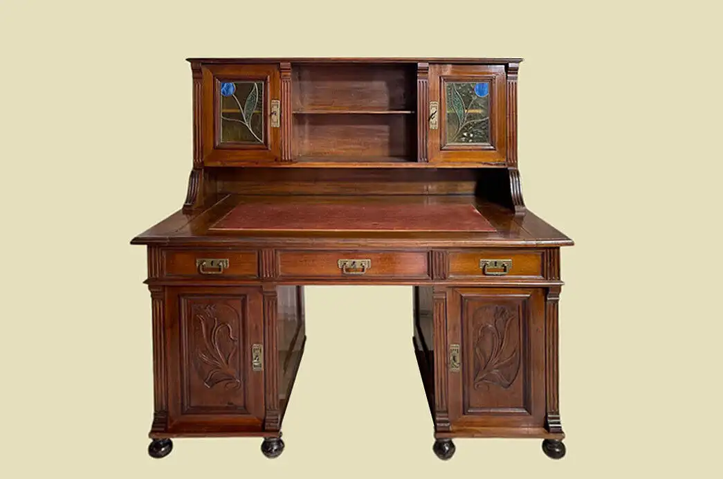 1920er Schreibtisch ANTIK Jugendstil Nußbaum Sekretär mit Aufsatz von 1920 0