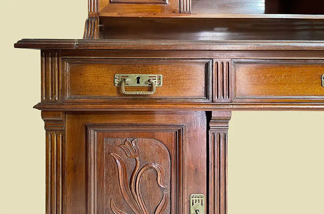 1920er Schreibtisch ANTIK Jugendstil Nußbaum Sekretär mit Aufsatz von 1920 11