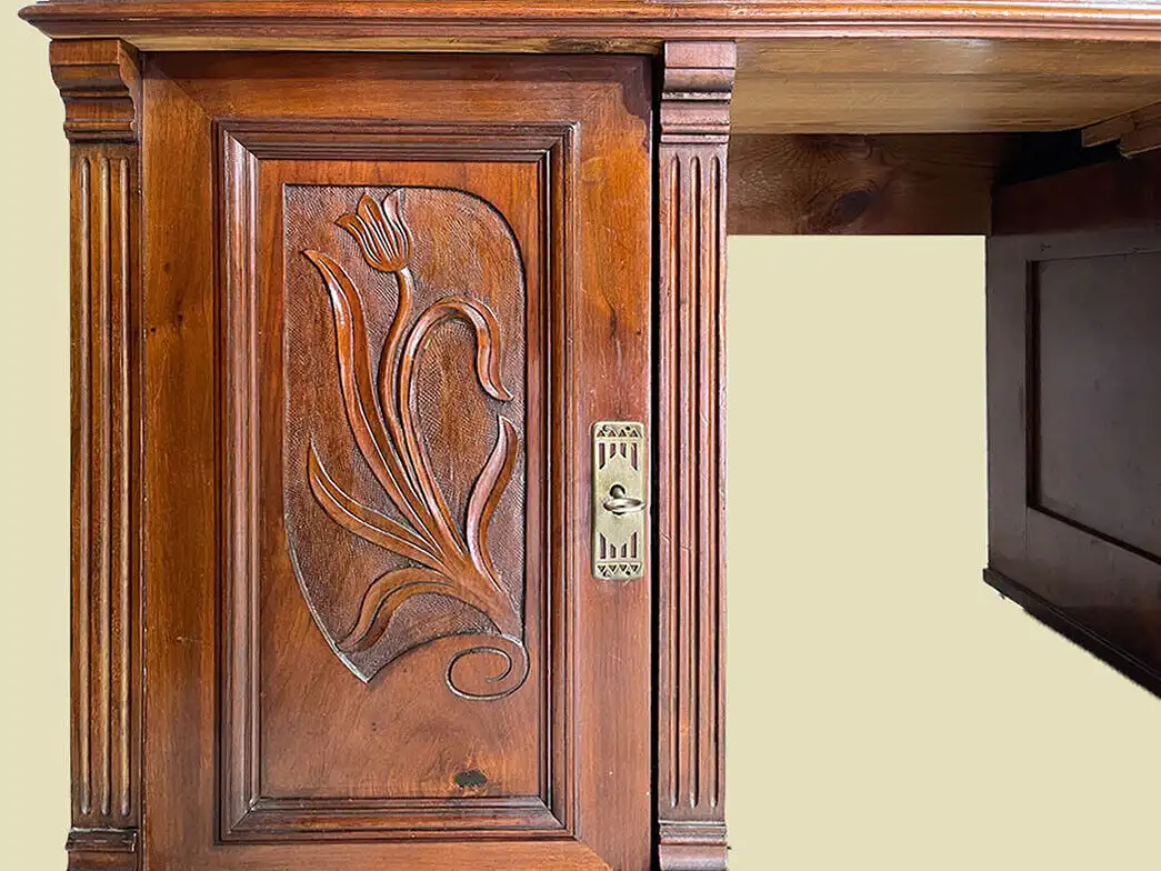 1920er Schreibtisch ANTIK Jugendstil Nußbaum Sekretär mit Aufsatz von 1920 12