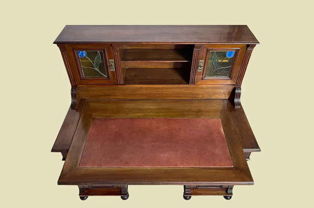 1920er Schreibtisch ANTIK Jugendstil Nußbaum Sekretär mit Aufsatz von 1920 5