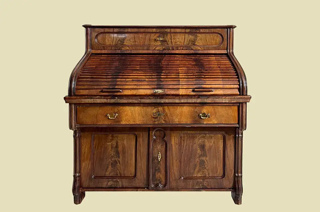 1840er Schreibtisch ANTIK Louis Philippe Mahagoni Rolladen Sekretär von 1840 0