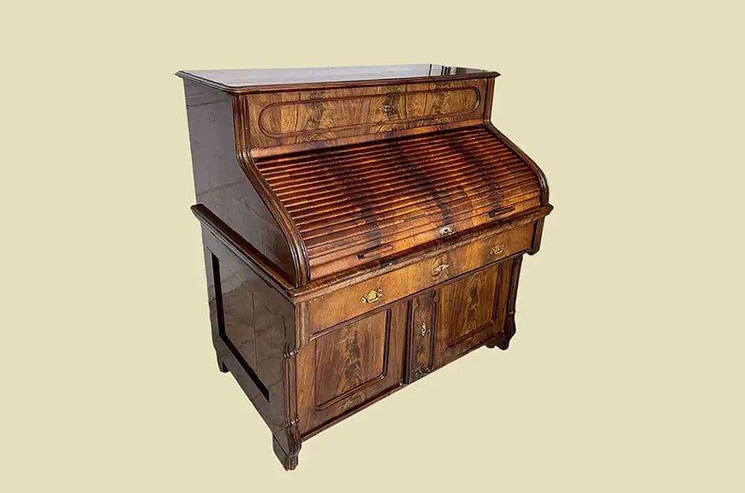 1840er Schreibtisch ANTIK Louis Philippe Mahagoni Rolladen Sekretär von 1840 3