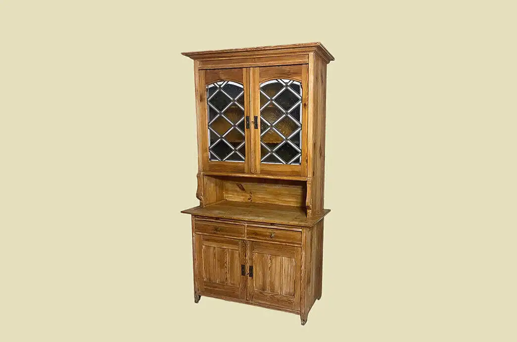 1920er Küchenbuffet ANTIK Jugendstil Weichholz Vitrine Kommode Schrank von 1920 1