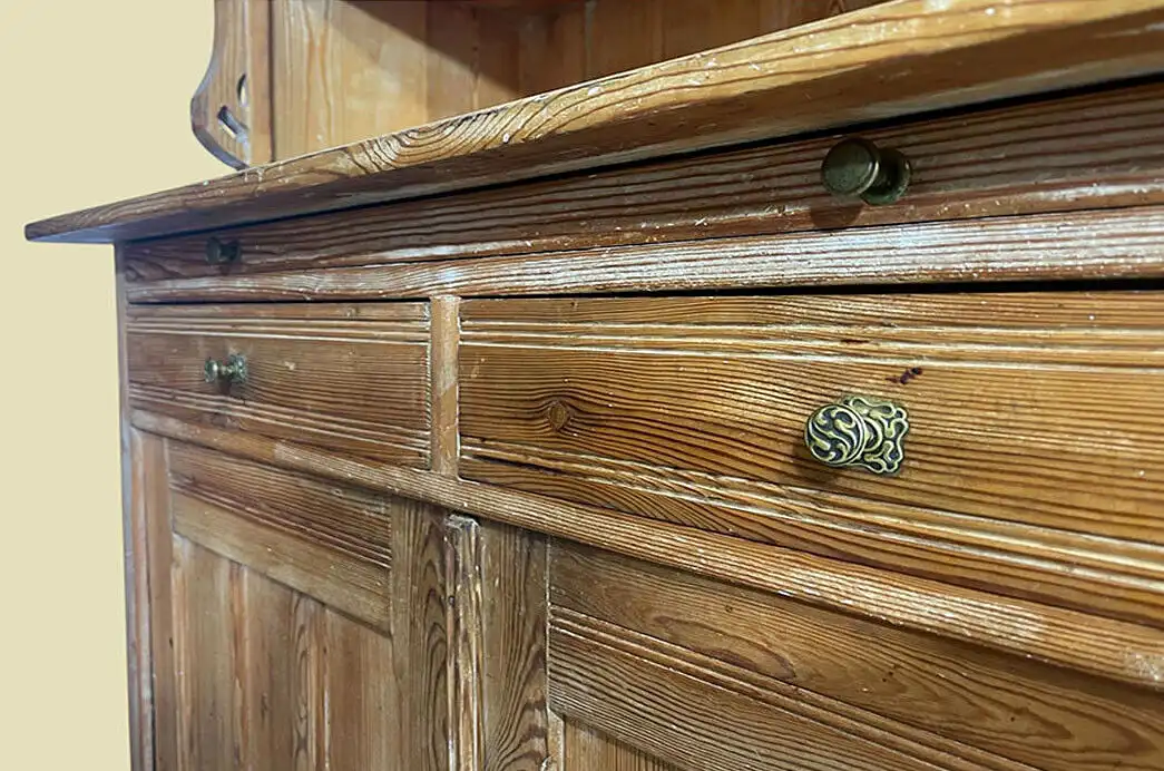 1920er Küchenbuffet ANTIK Jugendstil Weichholz Vitrine Kommode Schrank von 1920 13