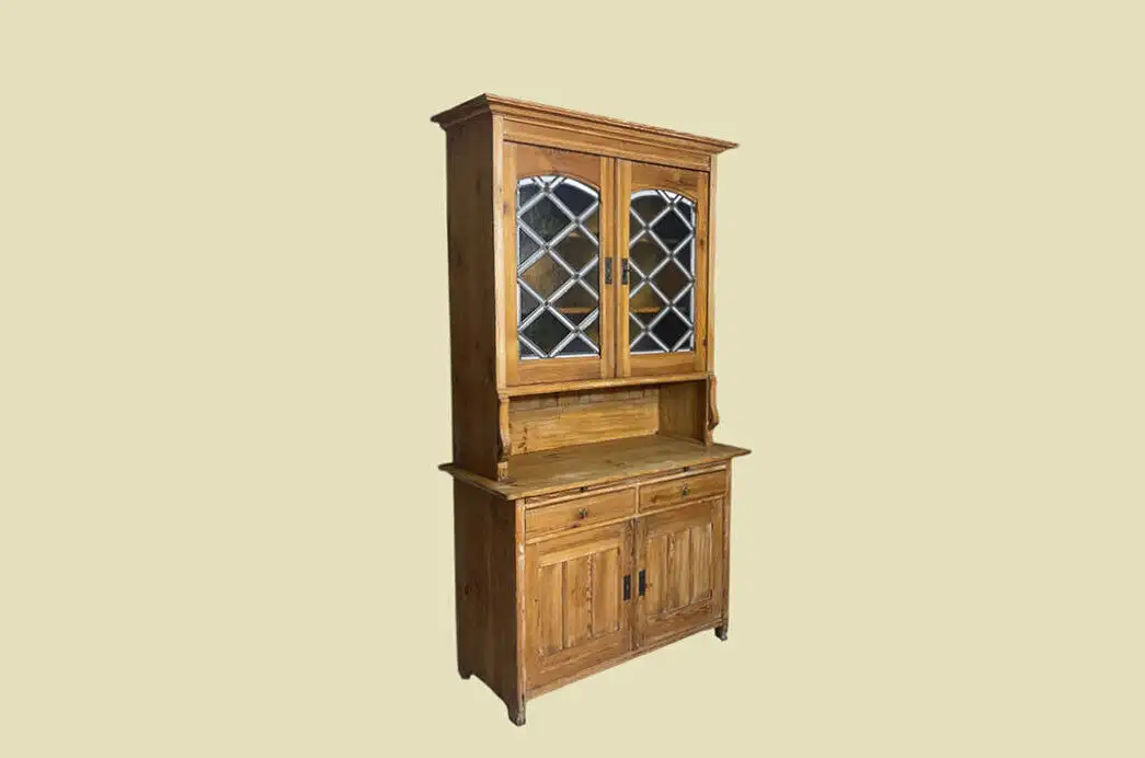 1920er Küchenbuffet ANTIK Jugendstil Weichholz Vitrine Kommode Schrank von 1920 2