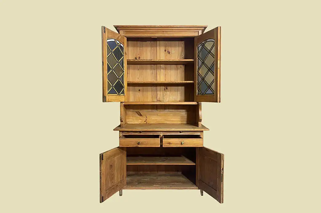 1920er Küchenbuffet ANTIK Jugendstil Weichholz Vitrine Kommode Schrank von 1920 3