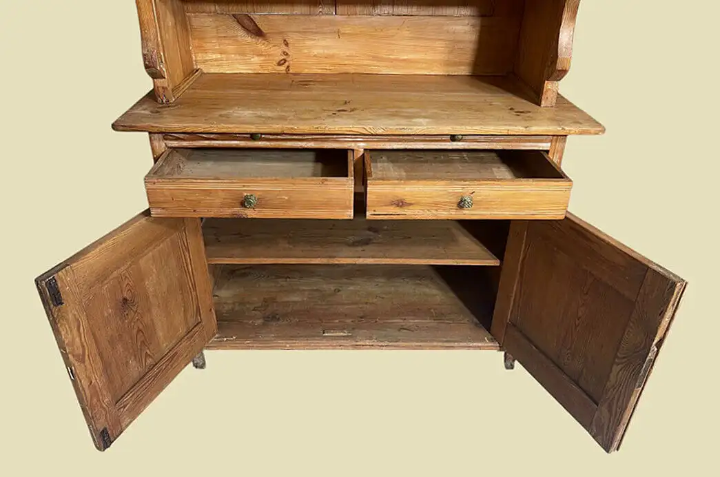 1920er Küchenbuffet ANTIK Jugendstil Weichholz Vitrine Kommode Schrank von 1920 4