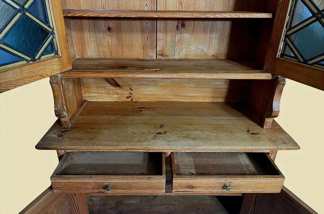 1920er Küchenbuffet ANTIK Jugendstil Weichholz Vitrine Kommode Schrank von 1920 5