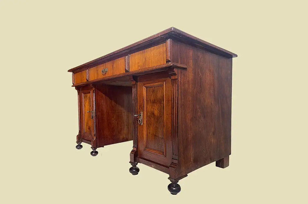 1880er Schreibtisch ANTIK Gründerzeit Nußbaum Sekretär Tisch von 1880 13