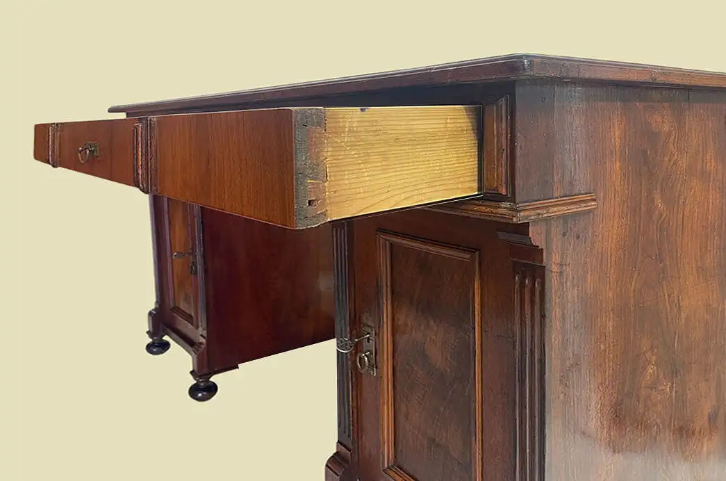 1880er Schreibtisch ANTIK Gründerzeit Nußbaum Sekretär Tisch von 1880 9