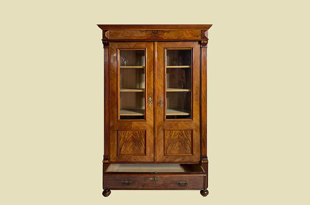 1880er Vitrine ANTIK Gründerzeit Nußbaum Bücherschrank Schrank von 1880