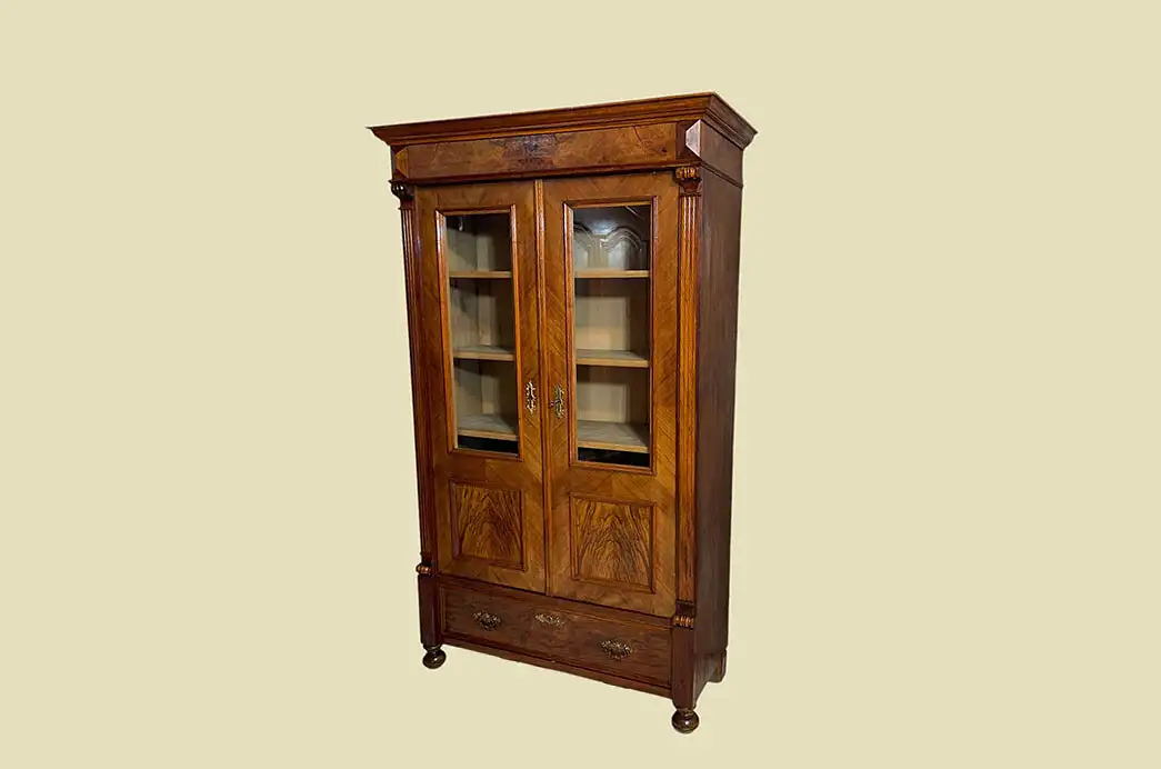 1880er Vitrine ANTIK Gründerzeit Nußbaum Bücherschrank Schrank von 1880 2