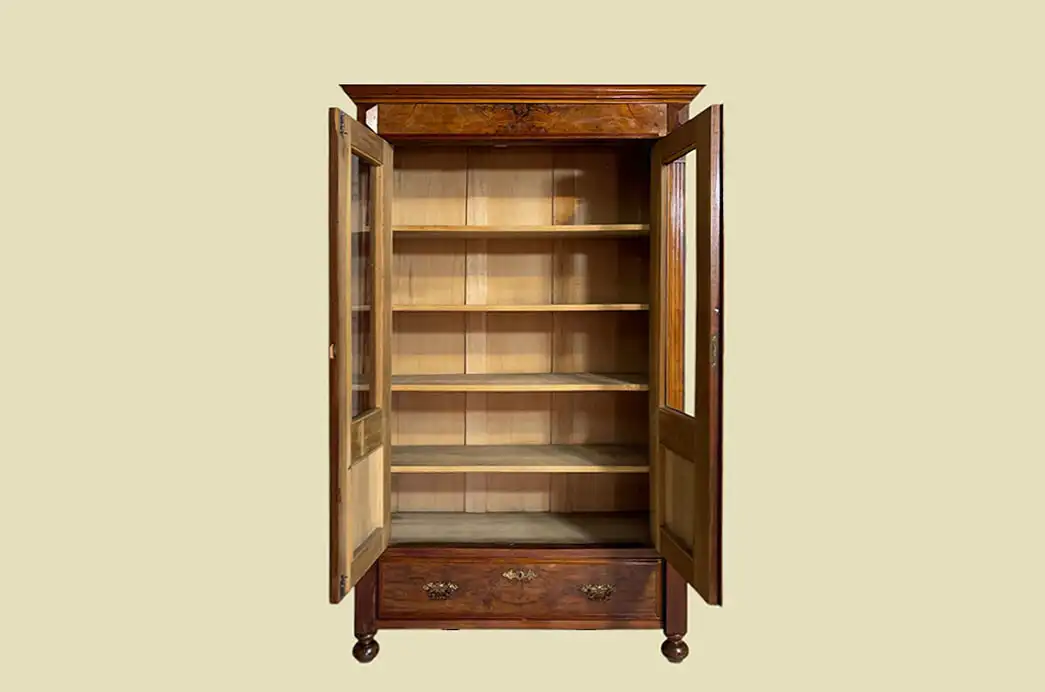 1880er Vitrine ANTIK Gründerzeit Nußbaum Bücherschrank Schrank von 1880 7
