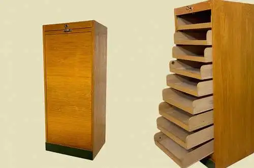 60er WM Büromöbel Vintage Rolladenschrank ANTIK Rollschrank von 1960