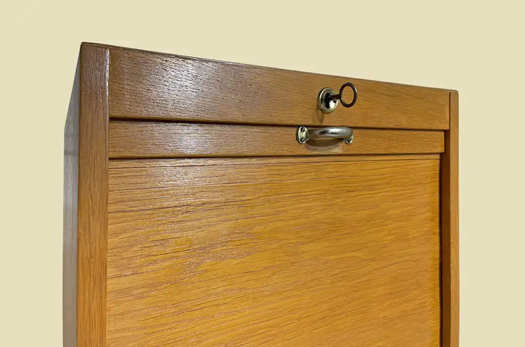 60er WM Büromöbel Vintage Rolladenschrank ANTIK Rollschrank von 1960 14