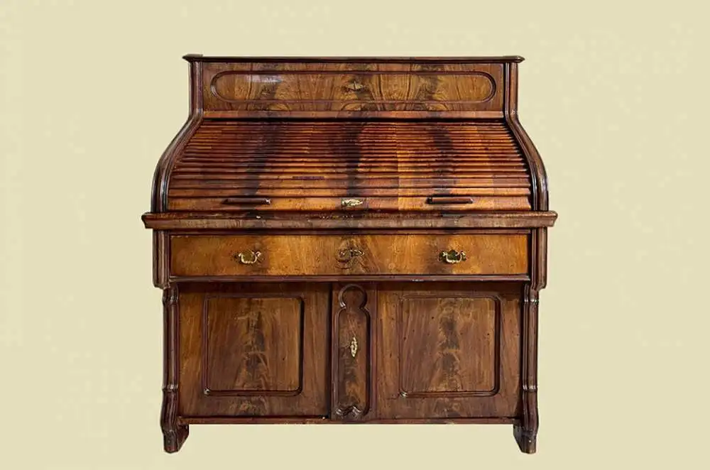 1840er Schreibtisch ANTIK Louis Philippe Mahagoni Rolladen Sekretär von 1840 0