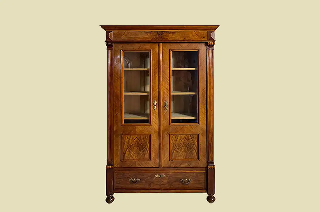 1880er Vitrine ANTIK Gründerzeit Nußbaum Bücherschrank Schrank von 1880 1