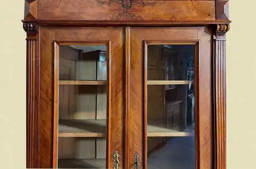 1880er Vitrine ANTIK Gründerzeit Nußbaum Bücherschrank Schrank von 1880