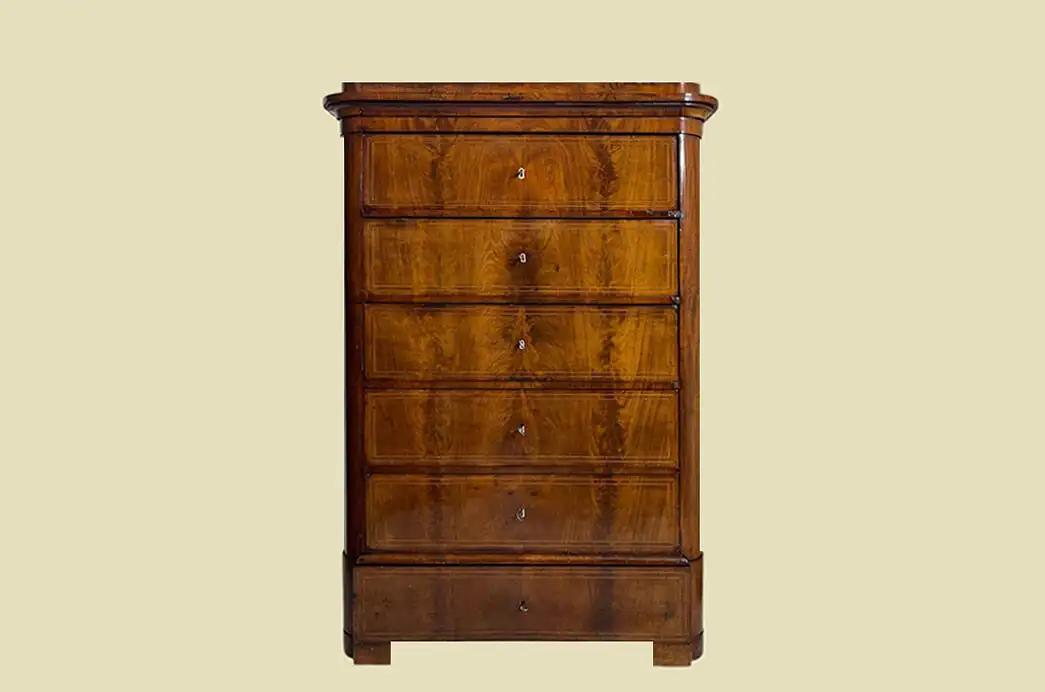 Handpolierte Empire Biedermeier Mahagoni Kommode Herrenkommode von 1820 1
