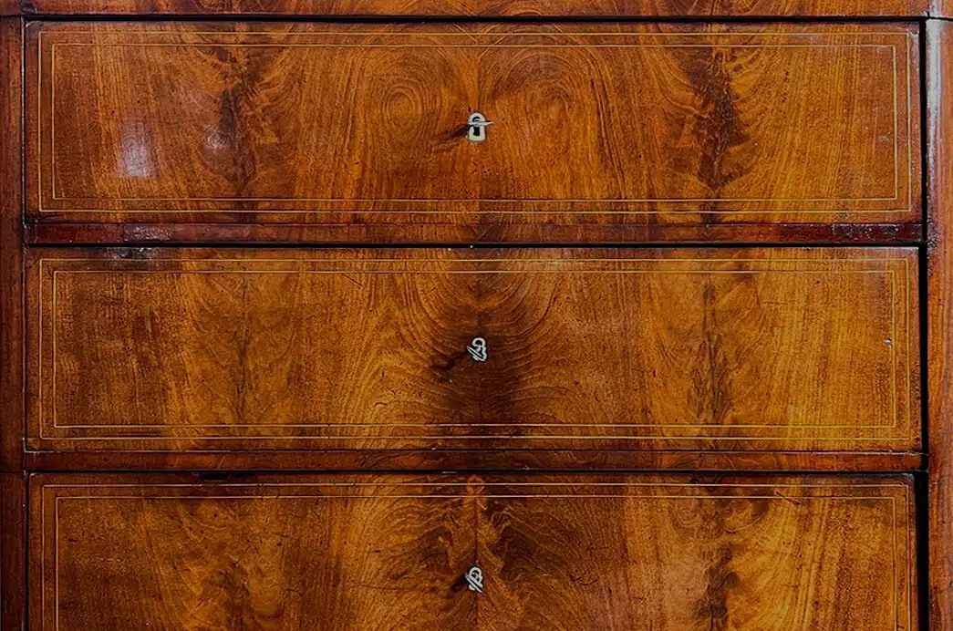 Handpolierte Empire Biedermeier Mahagoni Kommode Herrenkommode von 1820 10