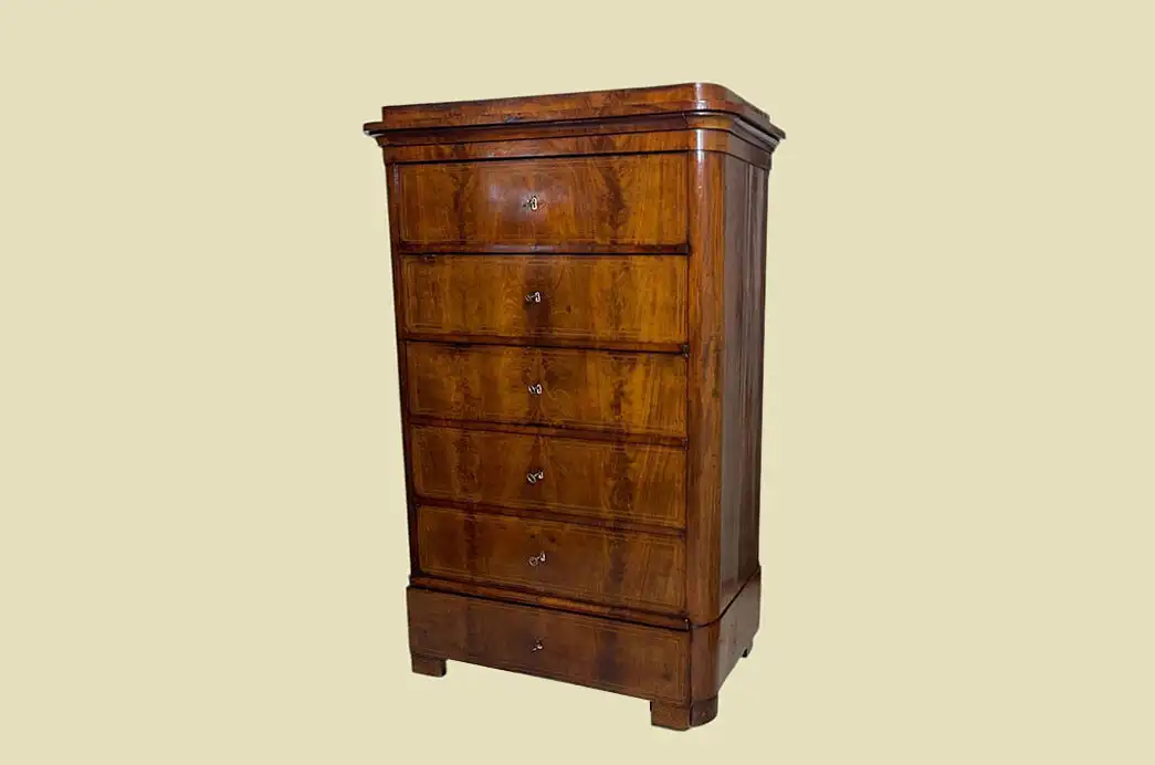 Handpolierte Empire Biedermeier Mahagoni Kommode Herrenkommode von 1820 2