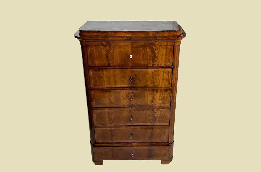 Handpolierte Empire Biedermeier Mahagoni Kommode Herrenkommode von 1820 3