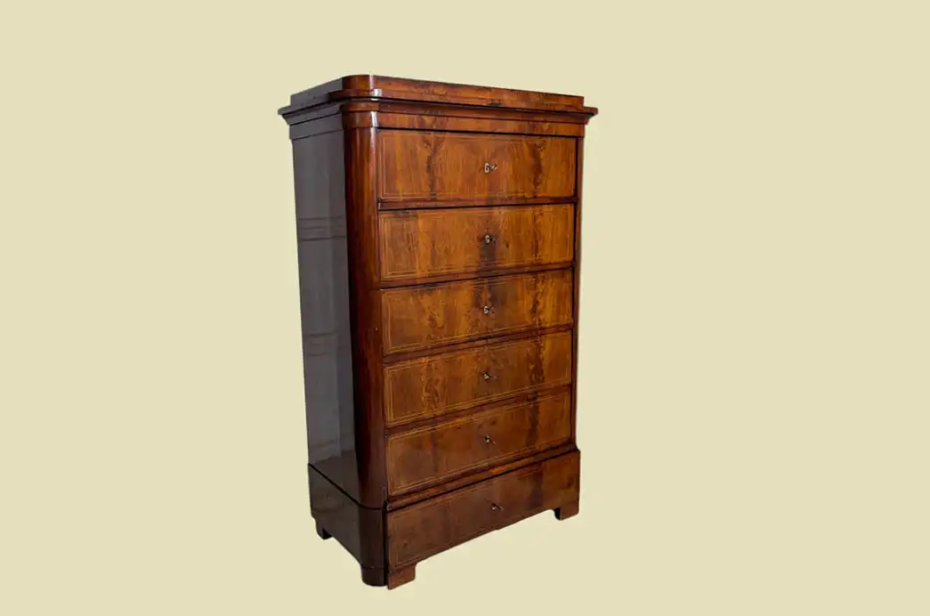 Handpolierte Empire Biedermeier Mahagoni Kommode Herrenkommode von 1820 4
