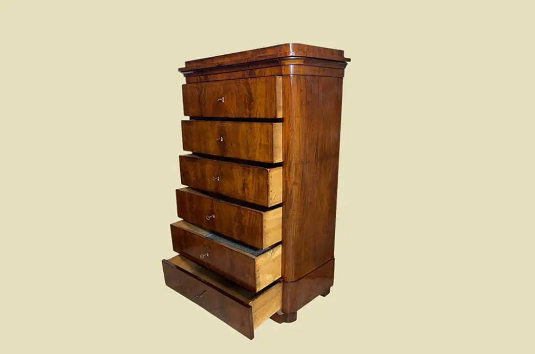 Handpolierte Empire Biedermeier Mahagoni Kommode Herrenkommode von 1820 5