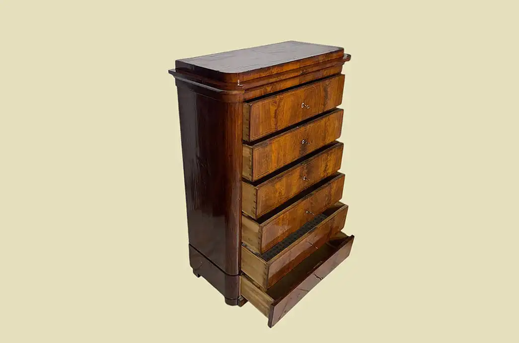 Handpolierte Empire Biedermeier Mahagoni Kommode Herrenkommode von 1820 6