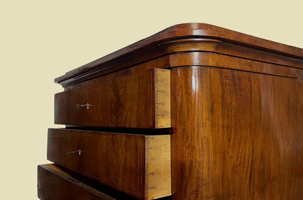 Handpolierte Empire Biedermeier Mahagoni Kommode Herrenkommode von 1820 8