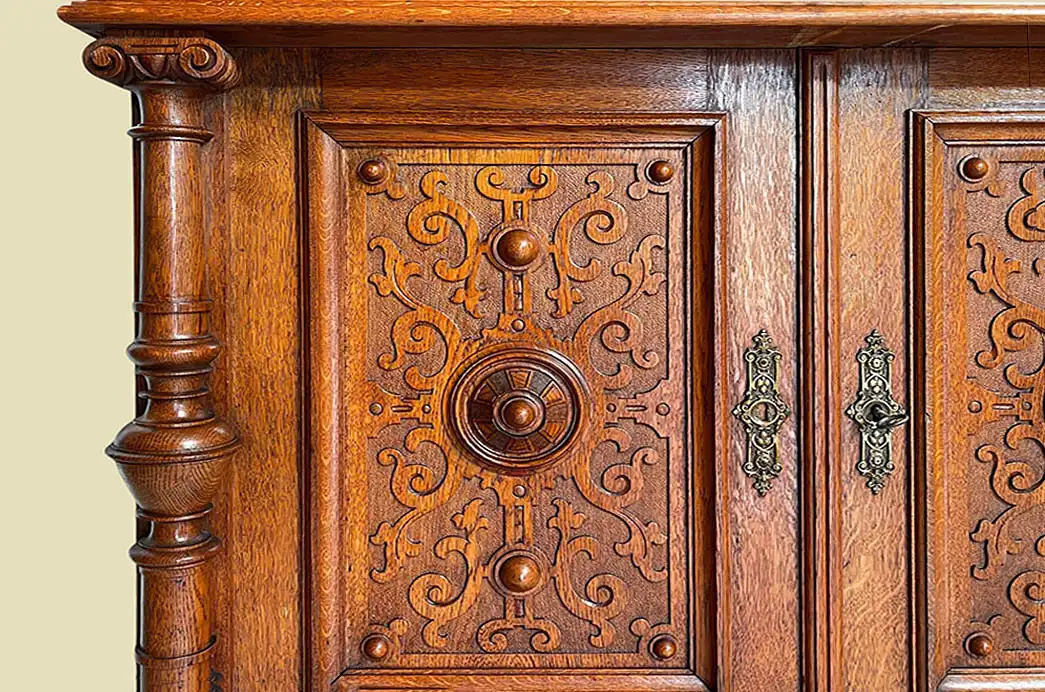1880er Säulen Kommode ANTIK Gründerzeit Eiche Anrichte Sideboard von 1880 13