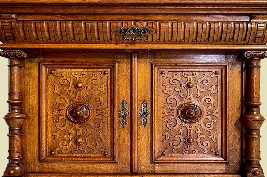 1880er Säulen Kommode ANTIK Gründerzeit Eiche Anrichte Sideboard von 1880 15