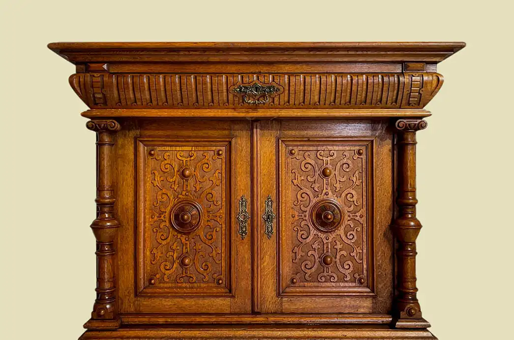1880er Säulen Kommode ANTIK Gründerzeit Eiche Anrichte Sideboard von 1880 16