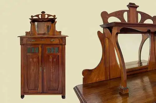 1920er Vertiko ANTIK Jugendstil Nußbaum Lebensbaum Kommode Schrank von 1920